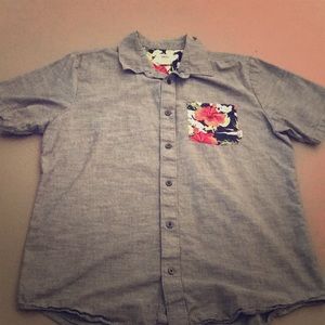 Vans Button Up Shirt Floral Pocket Medium Unique